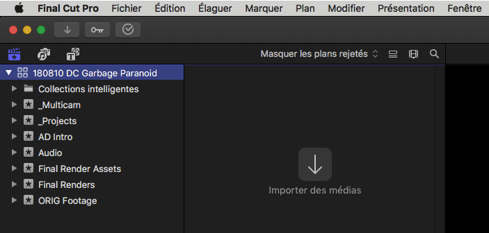 FCPX Events set up ready for use
